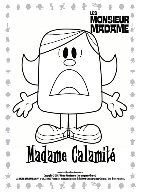 coloriage madame calamite triste